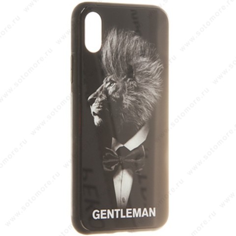 Накладка для Apple iPhone XS/ X лев в смокинге Gentleman