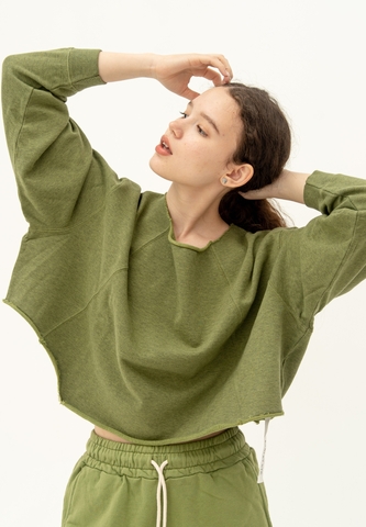 Свитшот оверсайз Bowery NYC Crop Military