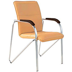 Конференц-кресло Samba silver бежевый (искусственная кожа/орех/металл серебристый)