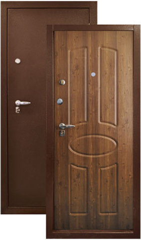 Входная металлическая дверь Бизон 02 (медь антик+орех)  Бизон из стали 1,5 мм с 2 замками