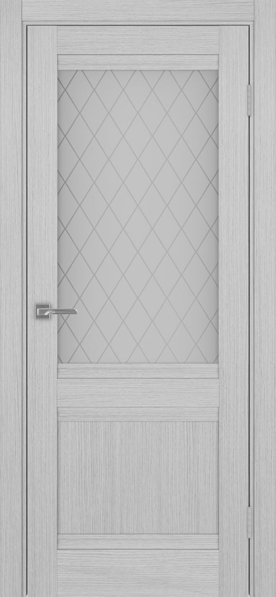 Дверь межкомнатная Оптима Порте Турин 502U.21, цвет серый дуб, экошпон, стекло кристалл