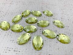 Стразы пришивные акрил, d 2,5х1,8 см, жёлто-зелёный