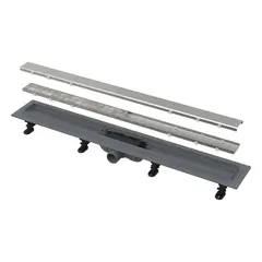 Alcaplast APZ19-750 Душевой лоток 75 см (пластик, двусторонняя решетка нержавеющая сталь/под плитку) фото