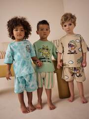 Пижама для мальчика Next AJ0-526, 3 шт., Голубой, Салатовый, Бежевый