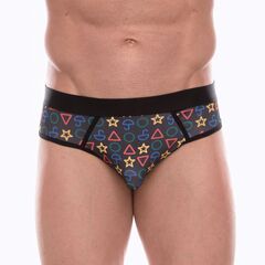 Темно-серые мужские трусы-джоки с принтом в виде цветных значков