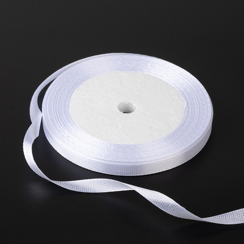 Лента атласная Белая (01) 6 мм, 25 метров