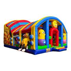 Коммерческий надувной батут «Смайлики» с крышей, размер 12*7,5*7 м