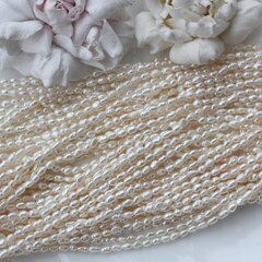 Жемчуг натуральный речной, рис, 3,5-4,2 мм, 1 нить, Ж018