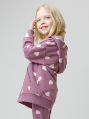 джемпер  для девочки  КР 302826/темная орхидея,сердечки к591