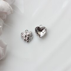 Подвеска с Сердце фактурное, 13*12 мм, родий, П106