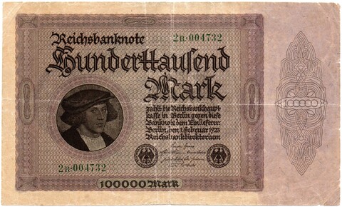 Банкнота Германия, Веймарская республика 100000 марок 1923 год