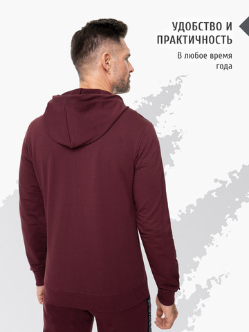 Толстовка на молнии «Мастер» цвета красного вина. Лёгкий футер