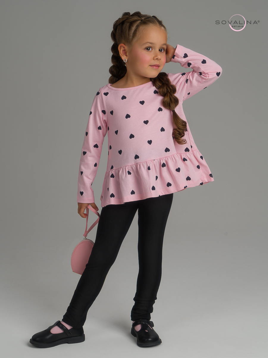 Костюм Алиса черные сердечки на розовом-черная