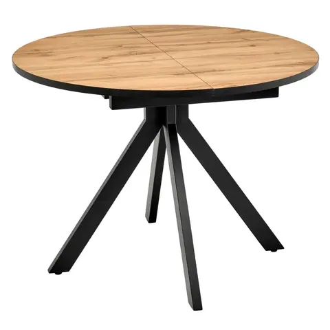 Стол Bradex Home Rudolf круглый раскладной 100-130x100x75см, Дуб Вотан, чёрный