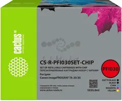 Картридж перезаправляемый струйный Cactus CS-R-PFI030SET-CHIP черный/черный матовый/голубой/пурпурный/желтый набор для Canon imagePROGRAF TA-20/30