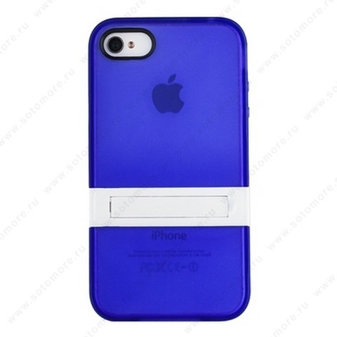 Накладка для iPhone 4s/ 4 с подставкой синяя