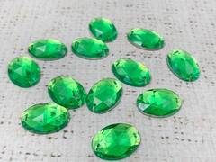 Стразы пришивные акрил, d 2,5х1,8 см, зелёный