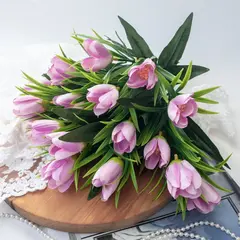 Крокусы-подснежники искусственные, Сиреневые, 34 см, около 18 бутонов в наборе, набор 2 букета.
