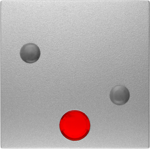 Выключатель одноклавишный, кнопочный для монтажа в полой стене в комплекте с 5 линзами 10 А 250 В~. Цвет Алюминий. Berker (Беркер). S.1 / B.3 / B.7. 15721404+503150+1687