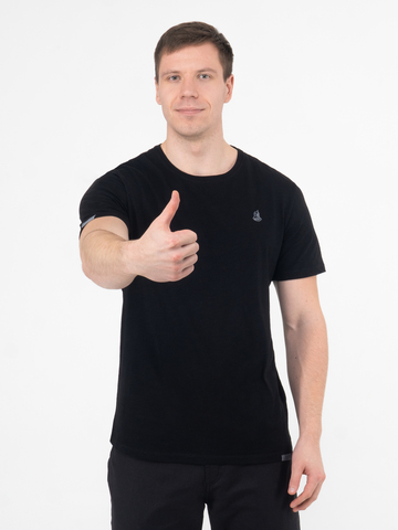 Мужская футболка «Великоросс» черного цвета круглый ворот