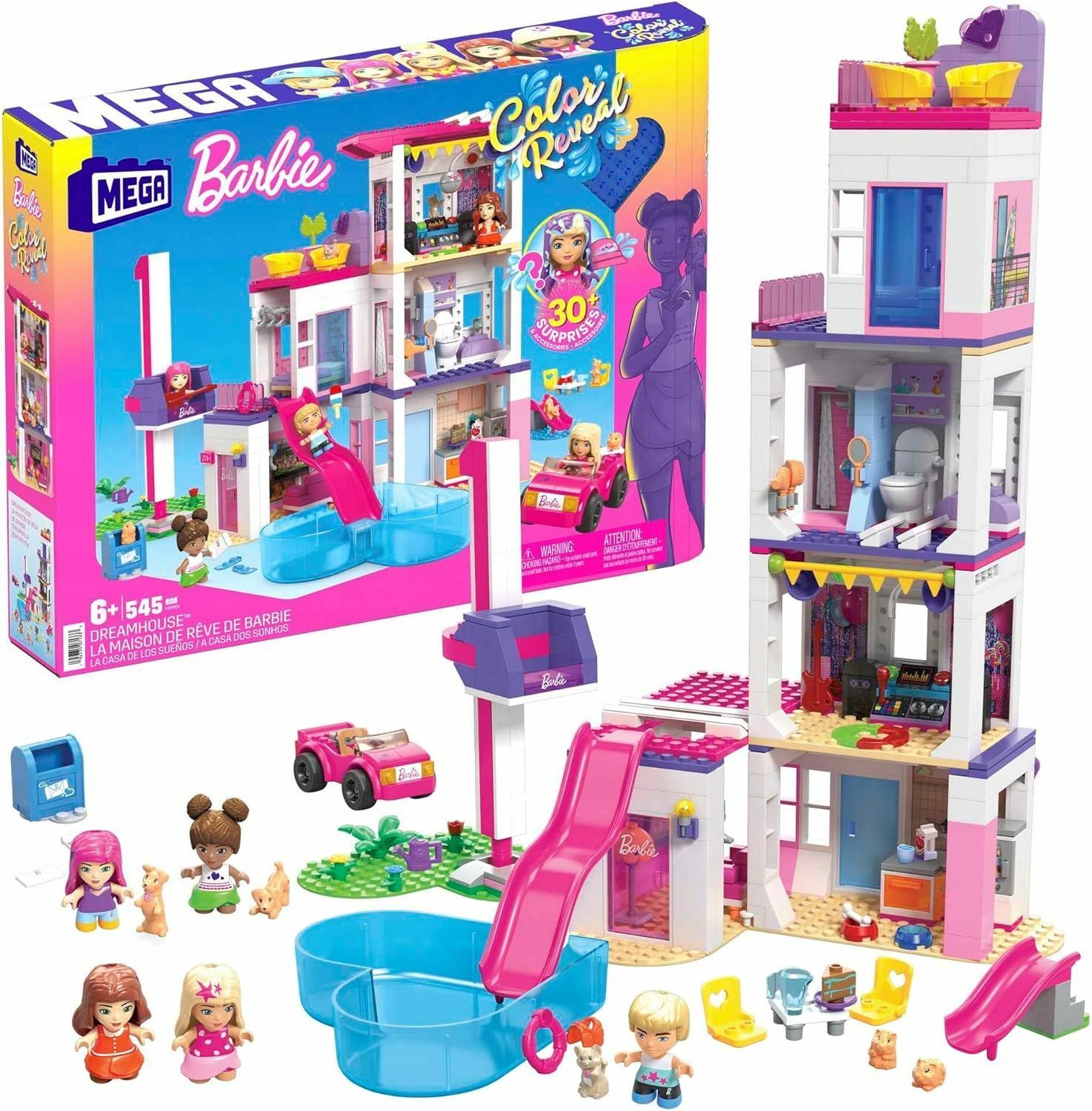 Конструктор Mega Barbie Color Reveal Dream House - Игровой конструктор Дом  мечты 545 эл. - Мега Барби HHM01 купить в Москве | Доставка по России.