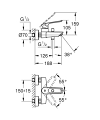 Смеситель для ванны GROHE Eurosmart, хром 25241003