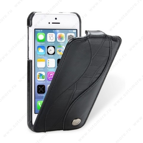 Чехол-флип Melkco для iPhone 5sE/ 5s/ 5C/ 5 Leather Case Special Edition Jacka (Vintage Black/ Crocodile Print Pattern - Black)