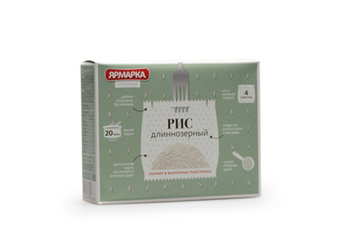Рис длиннозерный в пакетиках Ярмарка, 250г