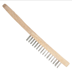 11-1-003 Щетка проволочная стальная, деревянная рукоятка, 3 ряда, толщина проволоки 0,33 мм, 270мм (РемоКолор)