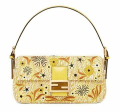 Сумка Fendi из жаккарда с узором FF Vertigo и вышивкой желтый