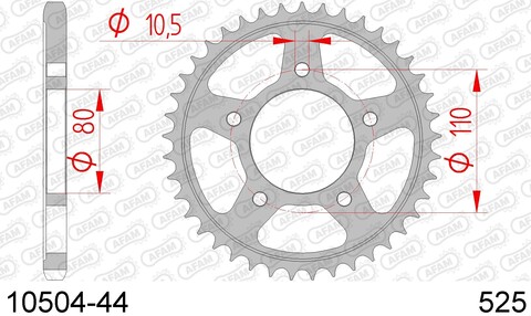 AFAM 10504-44 звезда задняя HONDA VT 600 (ведомая) стальная, 525, (JTR1332.44)