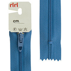 Молния пластиковая брючная неразъемная (Riri, Ткань/пластик, Сине-голубая тесьма 79853, 18)