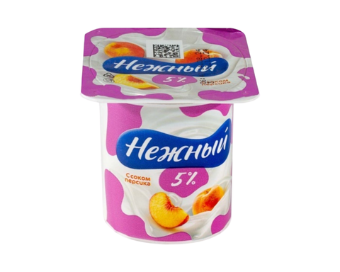 Йогуртный продукт Нежный слив 5% с соком персика 100гр, шт