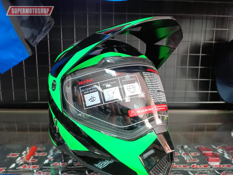 Шлем эндуро KIOSHI Fighter 802 чёрный/зелёный M