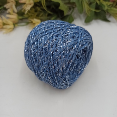 Пряжа за 1р Cotton Lurex 300м/100гр 35гр Blue