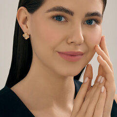 Серьги Trendy Gold клевер с алмазными гранями (гильоше) из золота 585 пробы