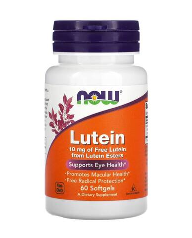 NOW Foods Лютеин, 10 мг, 60 мягких таблеток