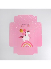 Коробка сборная одиночная Прямоугольник, «Единорог», 30*20*9 см, 1 шт.