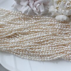 Жемчуг натуральный речной, рис, 3,5-4,2 мм, 1 нить, Ж018