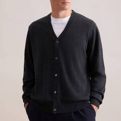 Кардиган мужской Seidensticker 01.845576-34 тёмно-серый на пуговицах из шерсти Мерино