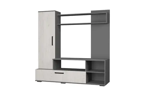 Гостиная Евро-2 графит / дуб крафт белый