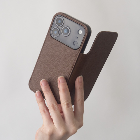 Чехол-книжка кожаная для iPhone 17 Pro, теленок цвета шоколад