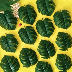 Монстера, лист реалистичный, зелень искусственная, 13*14 см., набор 15 листьев.