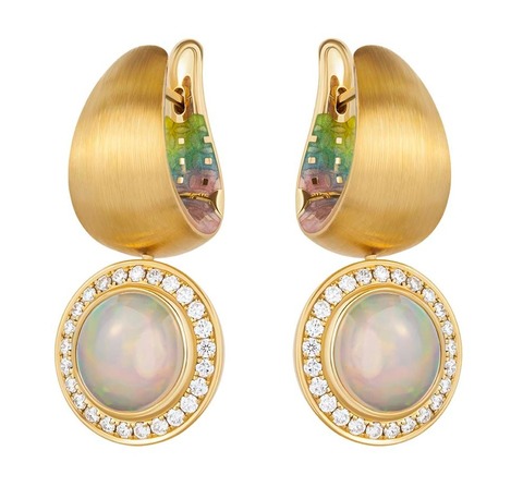 Серьги с Опалом и Бриллиантами, Эмаль, E0178-302/1
