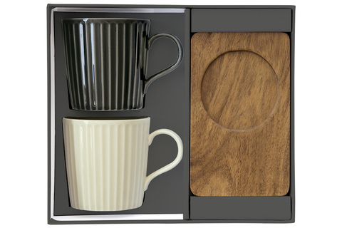 Набор кружек 2шт 380мл Easy Life Время отдыха чёрная и светло-оливковая