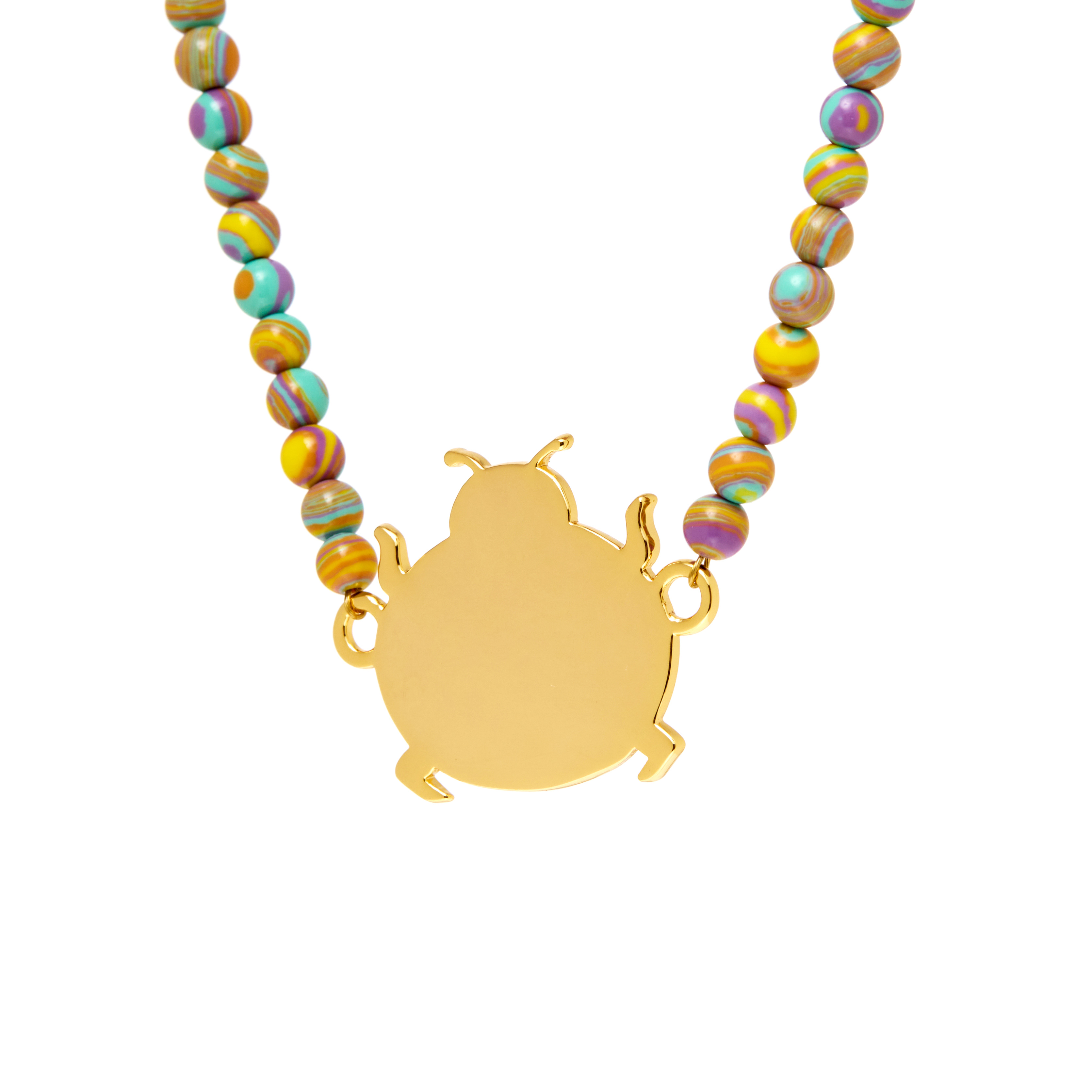 TIMELESS PEARLY Колье Gold Plated Ladybug Charm Beaded Necklace