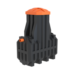 Станция биологической очистки Мультпласт Ergobox 6 S горизонтальный / 1300 л. в сутки / до 6 чел. / самотечный сброс / компрессорная аэрация (2115x1000x2160см;134кг;черный) - арт.555440