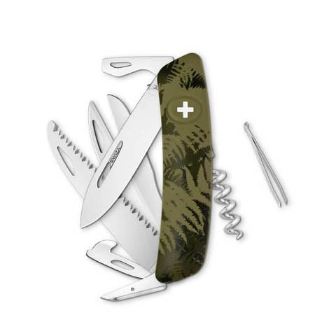 Швейцарский нож SWIZA D09 Camouflage, 95 мм, 13 функций, камо зеленый
