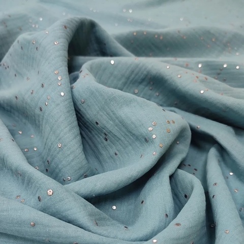 Пеленка муслин глитер"Стальной голубой"