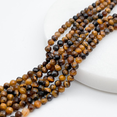 Тигровый глаз граненый бусины, размер около 4,1-4,3 мм, цена за отрезок 19 см (1/2 нити)